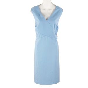 Tahari Light Blue Sleeveless V-Neck Sheath Dress